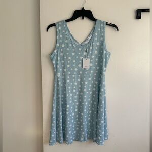 Sky Blue Floral Sleeveless Mini Dress